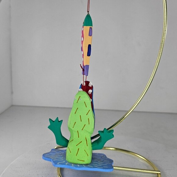 Handcrafted Wooden Fish & Alligator Ornament Christmas Decor - Picture 3 of 9